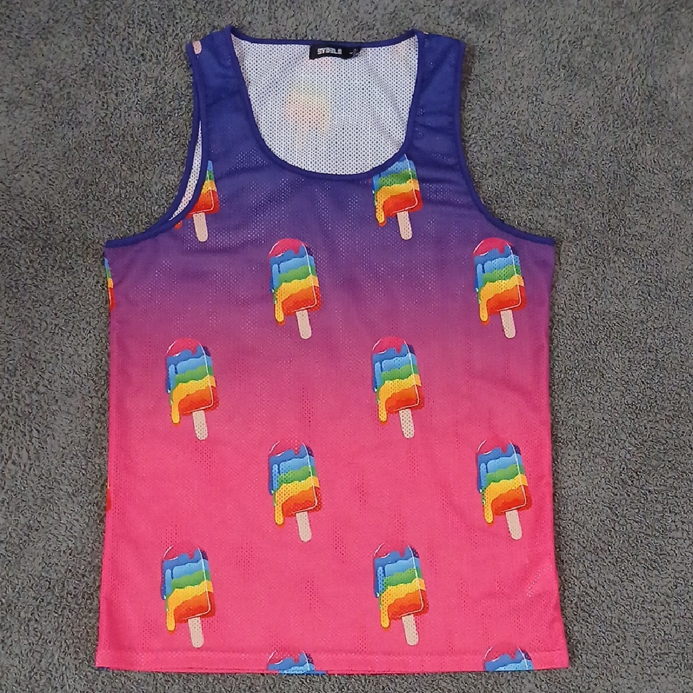 Gradient Popsicle Print Men's Tank Top